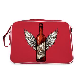 Flasche geflügelter Wein Nr. 2 - Retro Tasche - Rot/Weiß - Hinten