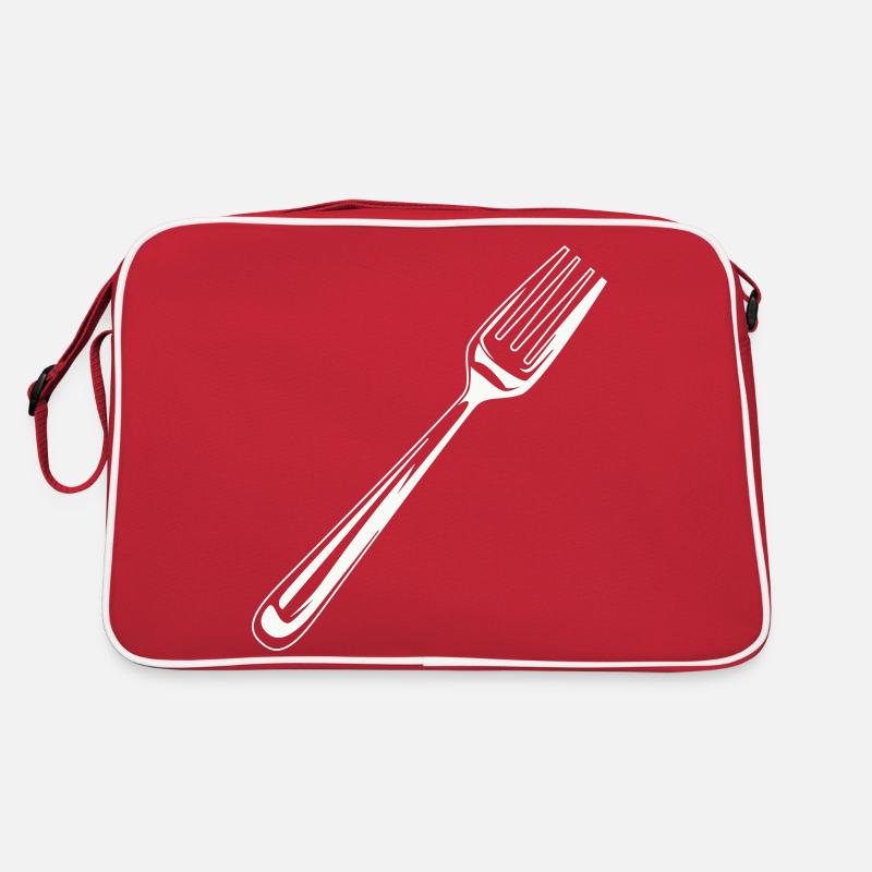 gabel besteck symbol - Retro Tasche - Rot/Weiß
