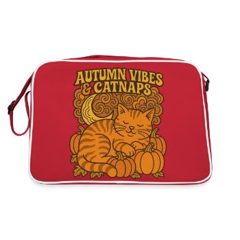 Autumn Cats & Pumpkins - Retro Bag - red/white - Back