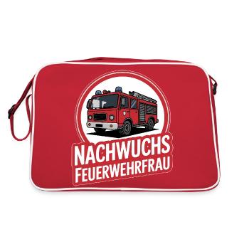 Nachwuchs Feuerwehrfrau – Geschenkidee - Retro Tasche - Rot/Weiß - Hinten
