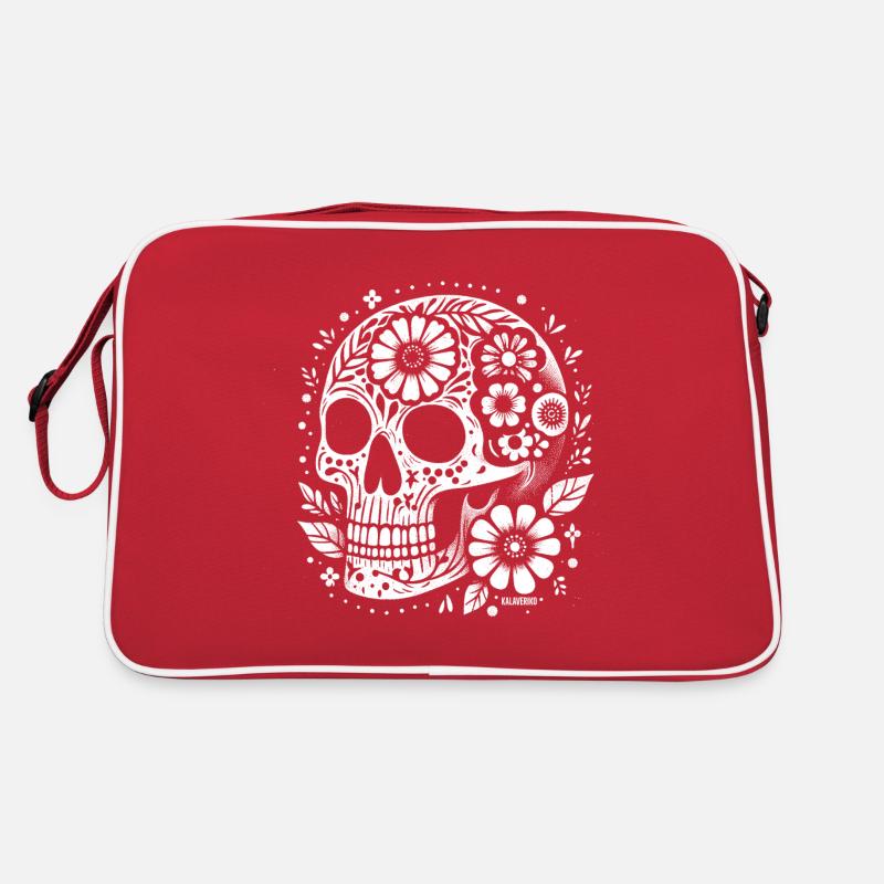 Mexikanischer Schädel - Retro Tasche - Rot/Weiß