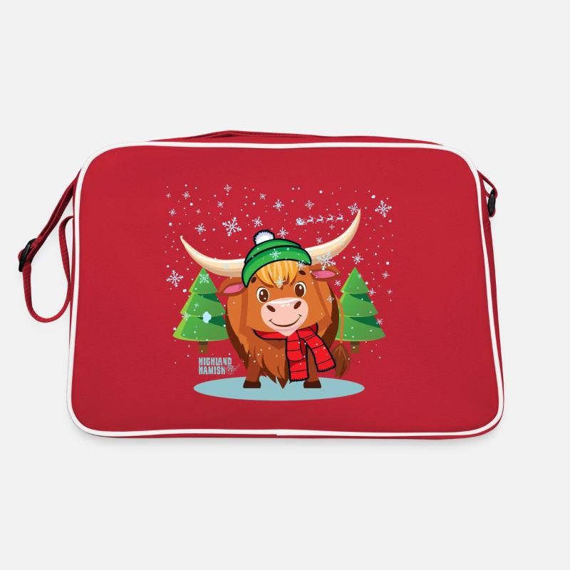 Vache de Noël des Highlands - Sac Retro - rouge/blanc