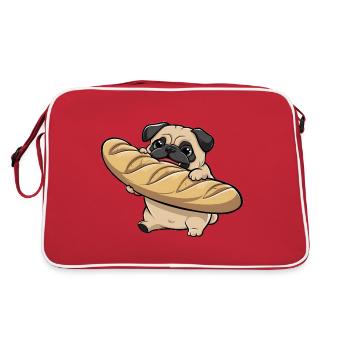 Mignon carlin manger baguette cadeau pour hommes femmes enfants carlin - Sac Retro - rouge/blanc - Dos