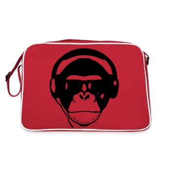 Monkey with headphones and sunglasses Music Monkey - Retro Bag - red/white - Back