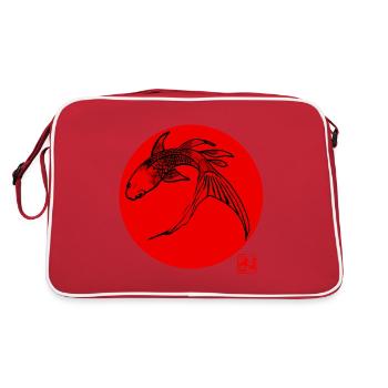 Karpfen Koi Rot - Retro Tasche - Rot/Weiß - Hinten
