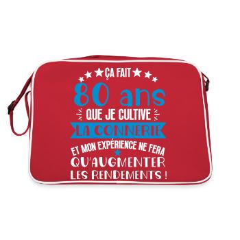 80 ans que je cultive la connerie anniversaire - Sac Retro - rouge/blanc - Dos