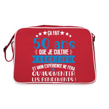 50 ans que je cultive la connerie anniversaire - Sac Retro - rouge/blanc - Dos