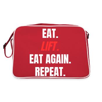 Eat. Lift. Eat Again. Repeat. - Retro Tasche - Rot/Weiß - Hinten