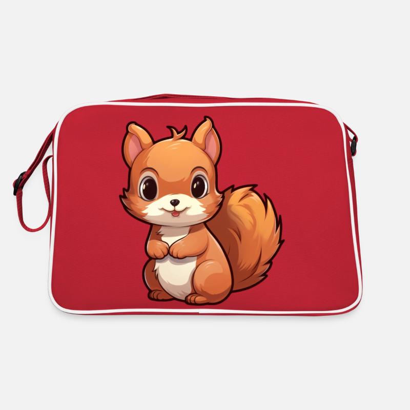 Eichhörnchen Kawaii - Retro Tasche - Rot/Weiß