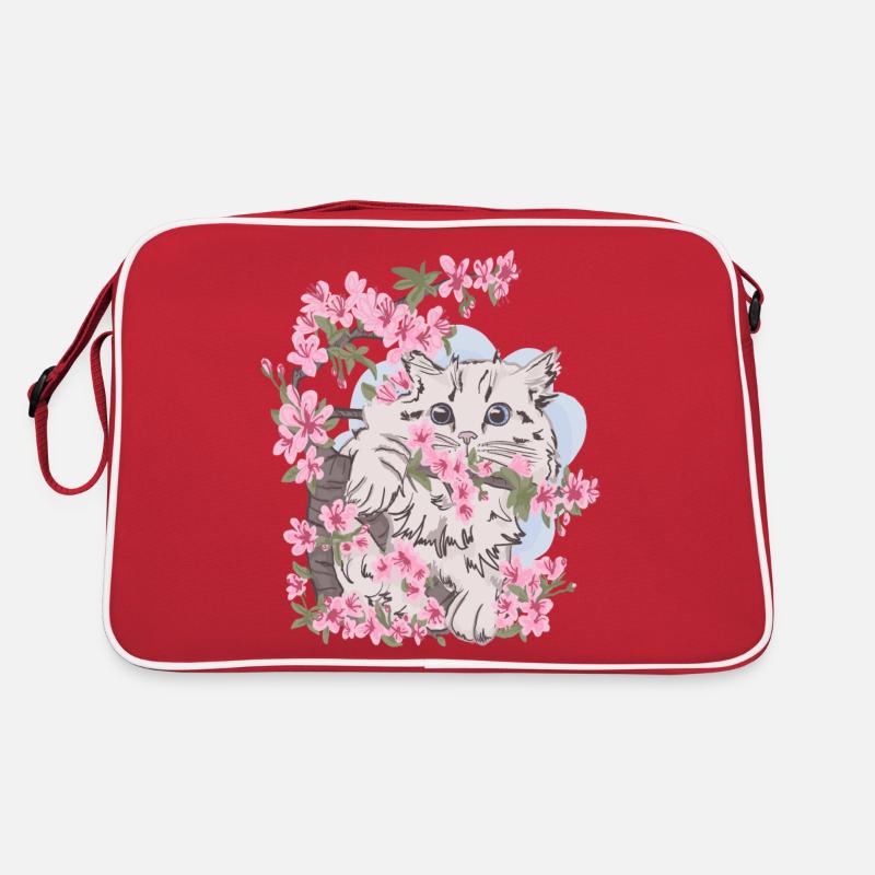 Katzen Blumen cats kitty Retro Tasche