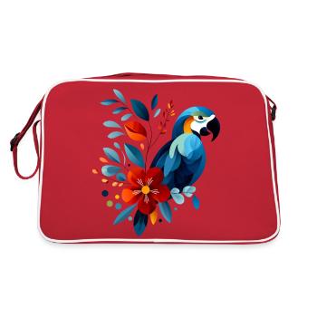 Floraler Papagei - Retro Tasche - Rot/Weiß - Hinten