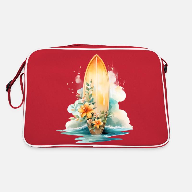 SURFBOARD IN BLOOM - Retro Bag - red/white