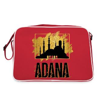 Adana Türkei Stadt Skyline Heimat Liebe Gold - Retro Tasche - Rot/Weiß - Hinten