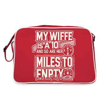 Meine Frau ist eine 10 und so sind ihre Meilen zu leeren - Retro Tasche - Rot/Weiß - Hinten