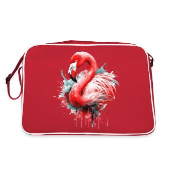 Flamingo Bird Exotic Summer Splash Pink Pink - Retro Bag - red/white - Back