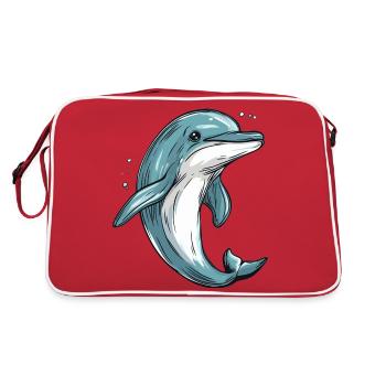 kleiner Delfin - Retro Tasche - Rot/Weiß - Hinten