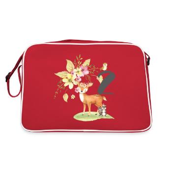 2. Geburtstag, zwei, zweiter, Birthday, Waldtiere - Retro Tasche - Rot/Weiß - Hinten