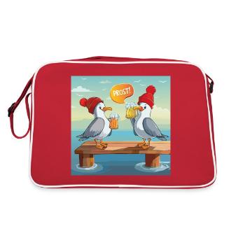 01 Two North German Seagulls Sea Mass Beer Cheers - Retro Bag - red/white - Back
