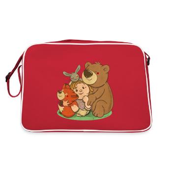 petite fille avec des petits amis animaux - Sac Retro - rouge/blanc - Dos