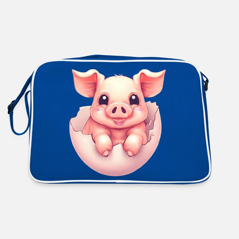 Mignon cochon Kawaii dans un œuf - Conception de coquille d’œuf Sac Retro