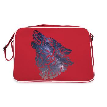 Silhouette de loup Galaxy - Sac Retro - rouge/blanc - Dos
