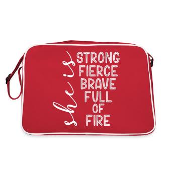 She Is Strong Fierce Brave Full Of Fire - Retro Bag - red/white - Back