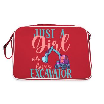 Excavator Construction Site Construction Worker Girl I Gift - Retro Bag - red/white - Back