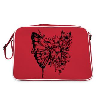 Tree Branches Butterfly - Retro Bag - red/white - Back