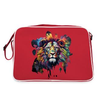 Lion de style graffiti - Sac Retro - rouge/blanc - Dos