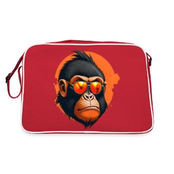 Tête de singe cool avec un regard en colère - Sac Retro - rouge/blanc - Dos