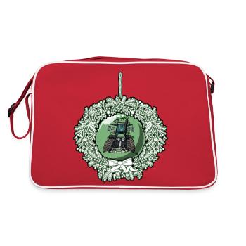 Christmas Wreath Green Tractor 617 - Retro Bag - red/white - Back