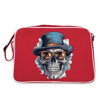 Totenkopf Totenschädel Sonnenbrille Hut Cool - Retro Tasche - Rot/Weiß - Hinten