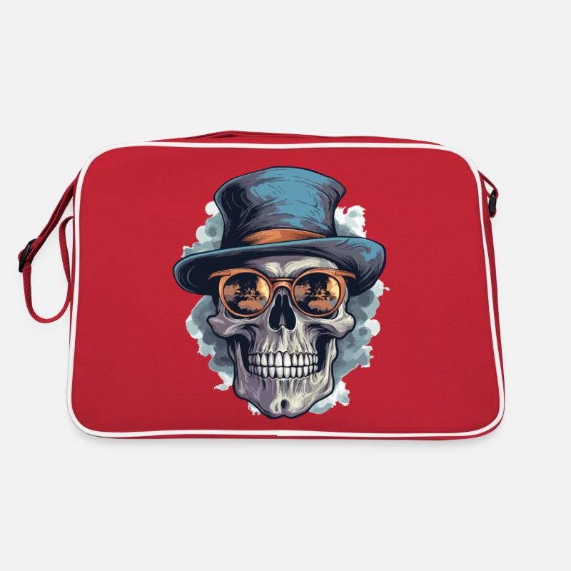 Skull Skull Lunettes de soleil Chapeau Cool - Sac Retro - rouge/blanc