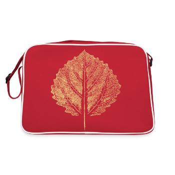 Birkenblatt - Blatt Birke - Natur & Botanik - Retro Tasche - Rot/Weiß - Hinten