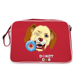 Dog bites donut - Retro Bag - red/white - Back