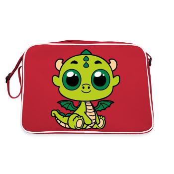 Dragon vert mignon - Sac Retro - rouge/blanc - Dos