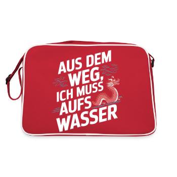 Aus dem Weg, ich muss aufs Wasser - Retro Tasche - Rot/Weiß - Hinten