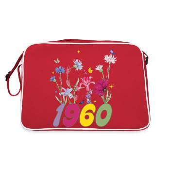 Birth Year 1960 Wildflowers - Retro Bag - red/white - Back