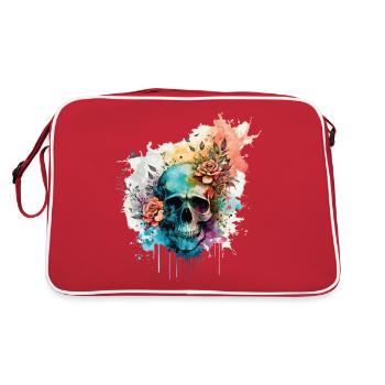Crâne Crâne Roses Floral Aquarelle Art - Sac Retro - rouge/blanc - Dos