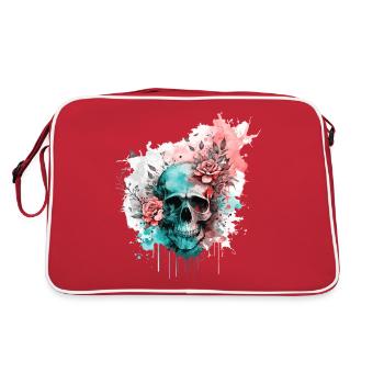 Crâne Crâne Roses Floral Aquarelle Art - Sac Retro - rouge/blanc - Dos