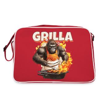 grillade grilla griller gorilla bbq dire drôle - Sac Retro - rouge/blanc - Dos