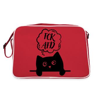 Cute Cat FCK AFD Left Politics 161 Antifa - Retro Bag - red/white - Back