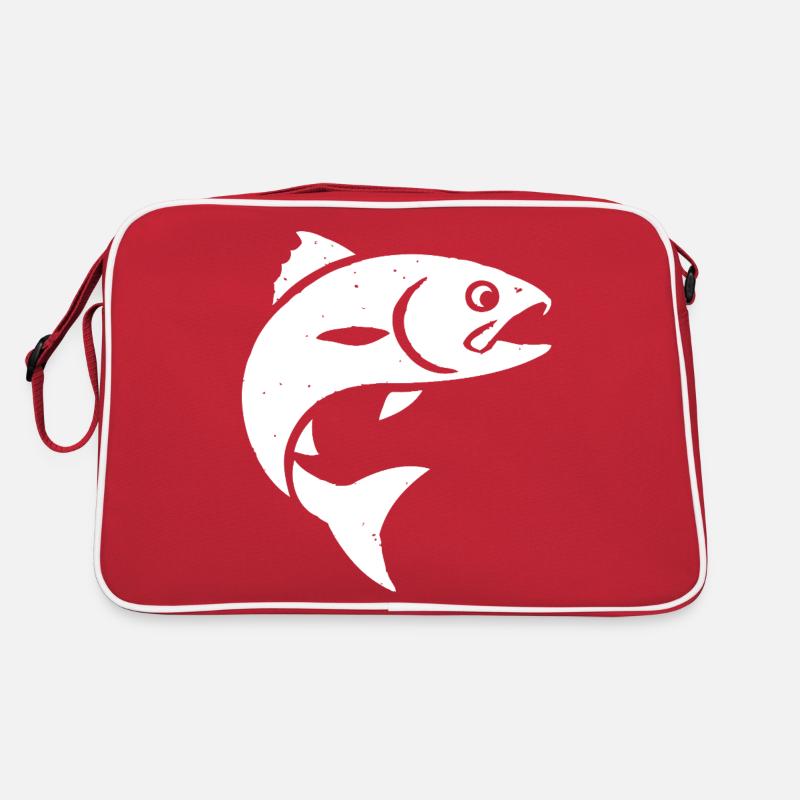 Forelle Springt vor Freude Richtung Angel Retro Tasche