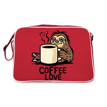Faultier Kaffee Liebe Cartoon - Retro Tasche - Rot/Weiß - Hinten