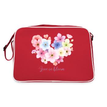 Liebe in Blüte Blumendesign - Retro Tasche - Rot/Weiß - Hinten