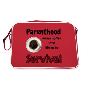 Parenthood: where coffee is the lifeline - Retro Bag - red/white - Back