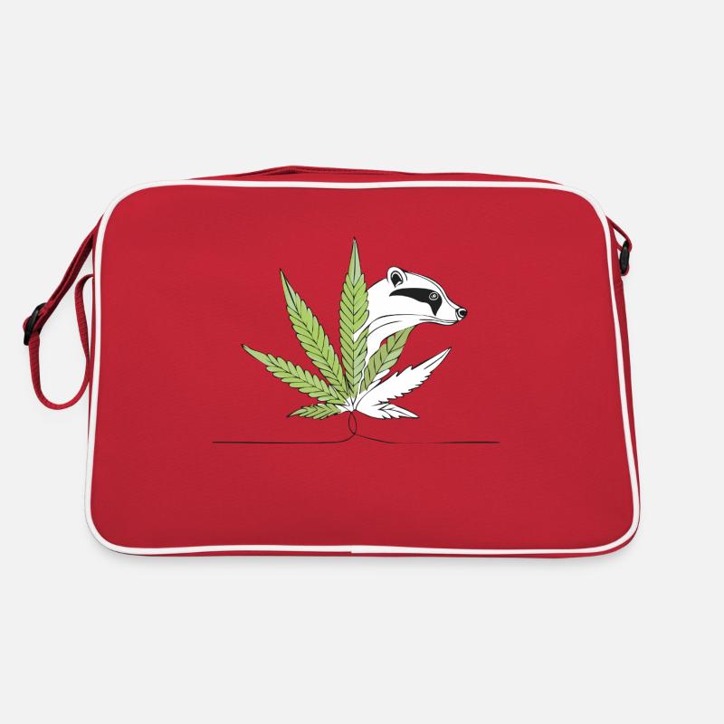 Badger with Hemp Leaf - Minimalist Design Retro Bag