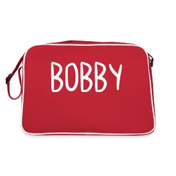 Bobby Custom Name Font Text Birthday - Retro Bag - red/white - Back