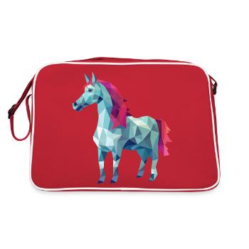 Cheval blanc en design d’art polygonal rose - Sac Retro - rouge/blanc - Dos