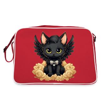 Dark Emo Gothic Angel Cat – Distinctive - Retro Bag - red/white - Back